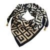 Silk cotton magnetic buckle silk scarf geometric and floral combination printing fashion personality spring autumn and winter versatile single item