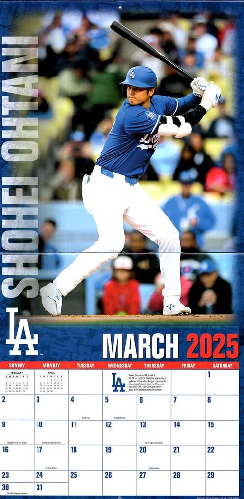 Shohei Ohtani 2025 Wall Calendar X 30 28 Major League Baseball Tri-X (Imported) (60 Cm, Pages) Baseball,