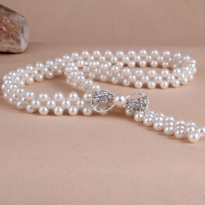 Pearl Woven Elastic Waist Seal Ladies Elastic Thin Belt, Women'S Dress Decorative Waist Chain
