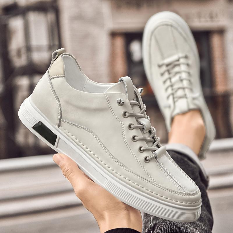 Fashion Summer Genuine Leather Lightweight Lace-Up Sports Shoe Outdoor Comfy Antiskid Thick Bottom Board Shoes Mens Oxford Casual Shoes