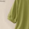 ZANZEA Damen Lässige Rundhals Einfarbig Locker Halbarm Bluse