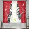 Christmas Snowman Snowflake Red Mockingbird Curtains For Living Room Bedroom Home Decoration Window Voile Tulle Curtain Drapes
