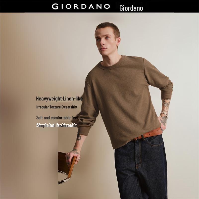 

Giordano Men s Textured Loose Fit Round Neck Pullover Sweatshirt XL