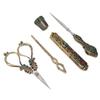 5pcs Embroidery Scissors Kit Alloy Vintage Sewing Kit with Thimble Threader Needle Case Punch