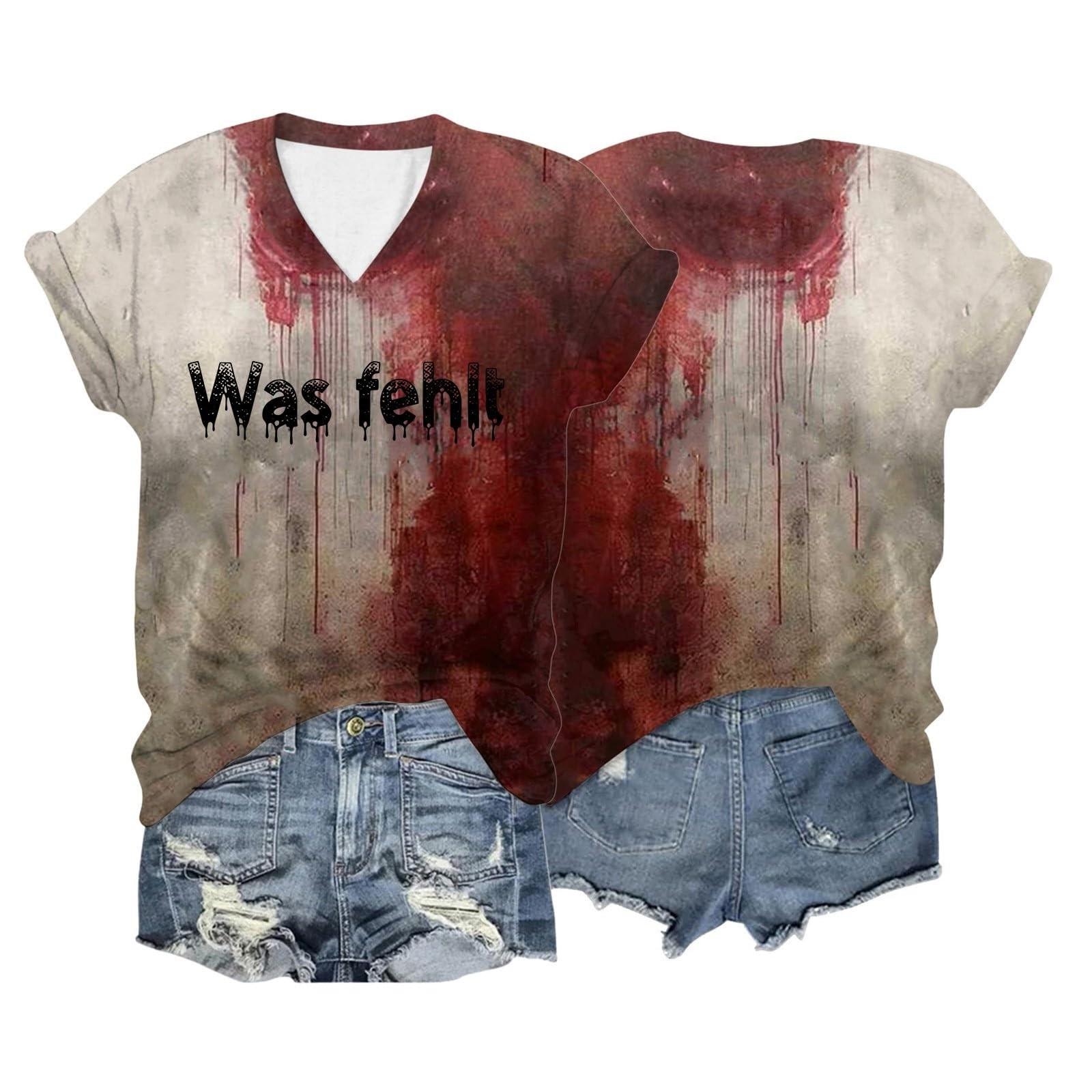 Мужская и женская повседневная свободная футболка с принтом, пуловер с v-образным вырезом и короткими рукавами S винный