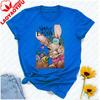 Happy Easter Tshirt Bunny With Floral Crown Egg Basket Graphic Artistic Aesthetic Breathable Casual Festive Outfits For Spring