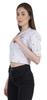 Moomaya Puff Sleeve Crop Top For Women Solid Button Down Collar Designer