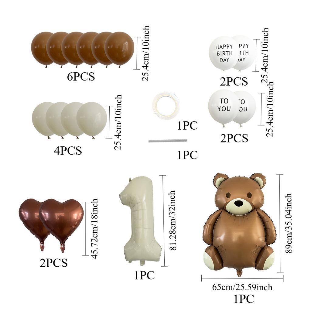 Sött matt björn regnbåge aluminiumfolie ballongset kärlek digital barnkalas dekoration regnbågsballong