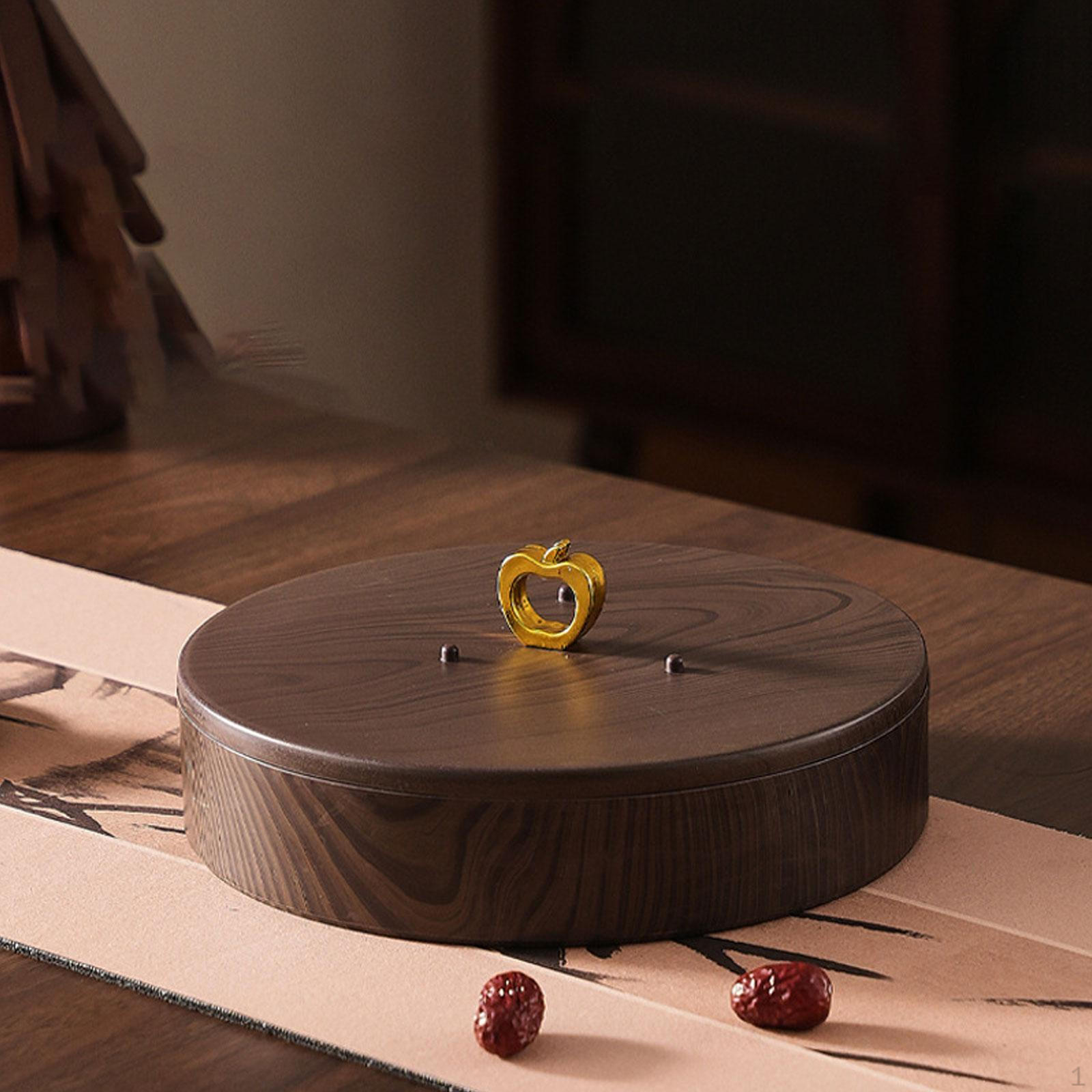 

Divided Serving Tray with Lid, Food Storage Container Box, Dried Fruit for Black Wood Grain