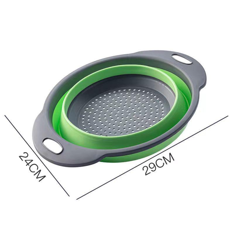 Round Collapsible Colander Silicone Kitchen Fruit Vegetable Washing Basket Strainer Foldable Drainer Kitchen Gadgets Tools