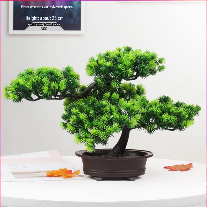 Artificial Bonsai Pine Tree for Indoor Decoration - Small Green Plant Ornament for Home or Living Room