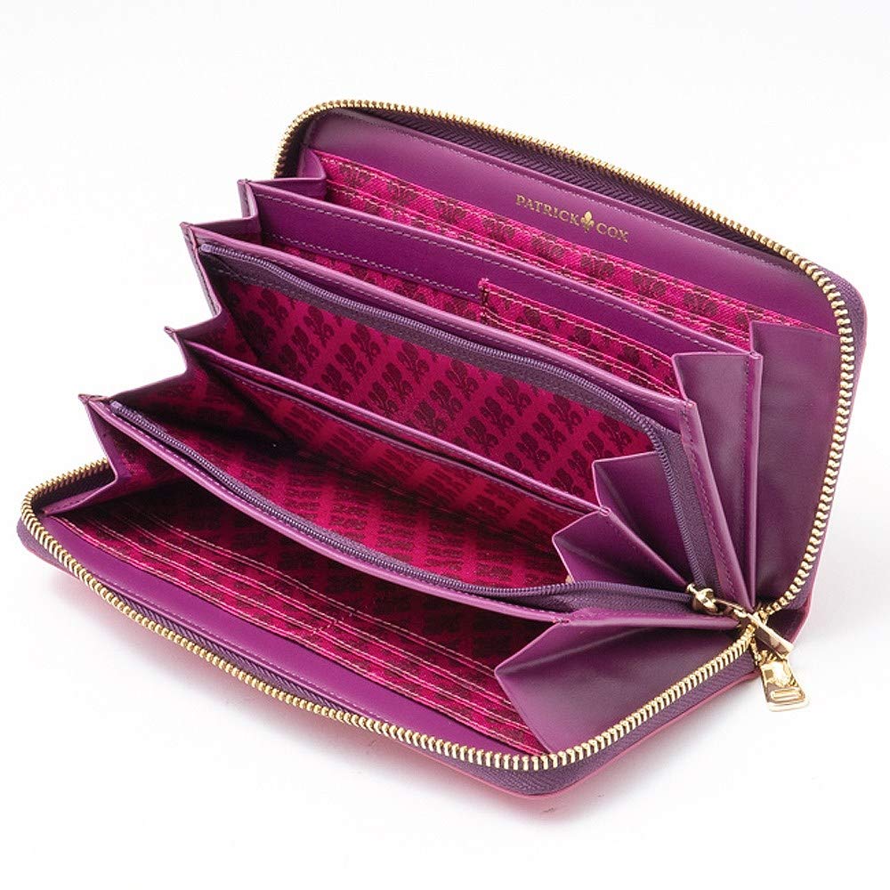 Patrick Cox Venice Long Wallet, Made with Italian Cowhide Leather, Stylish Coloring, Round Zipper, PXLW8BT1, Pink