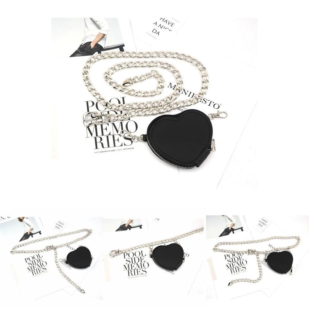 Fashion Metal Women Waist Chain With Detachable Heart Shaped Bag Pendant For Outdoor Wear