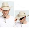 Wide Brim Summer Sun Hat Linen Beach Sunscreen Cap Vintage Western Cowboy Hat  Beach