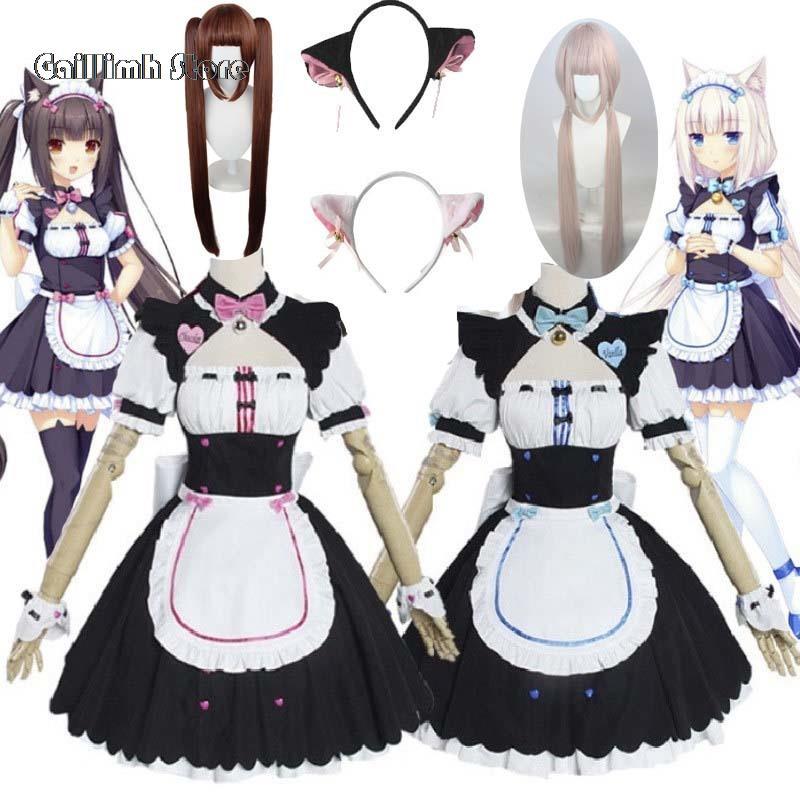 NEKOPARA Chocola Vanilla OVA Game Maid Vanilla Cosplay Costume Maid Dress Maid Outfit Uniform Cat Neko Girl Women