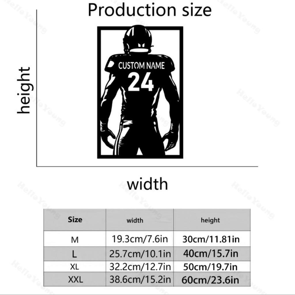 Customizable Metal Football Wall Art, Personalized Silhouette Fairy Tale Theme, Hot Sale Home Garden Decor