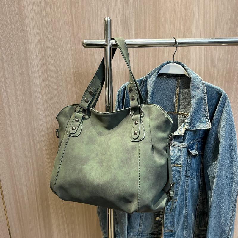 Retro large-capacity new women's bag versatile messenger bag simple casual shoulder tote bucket bag