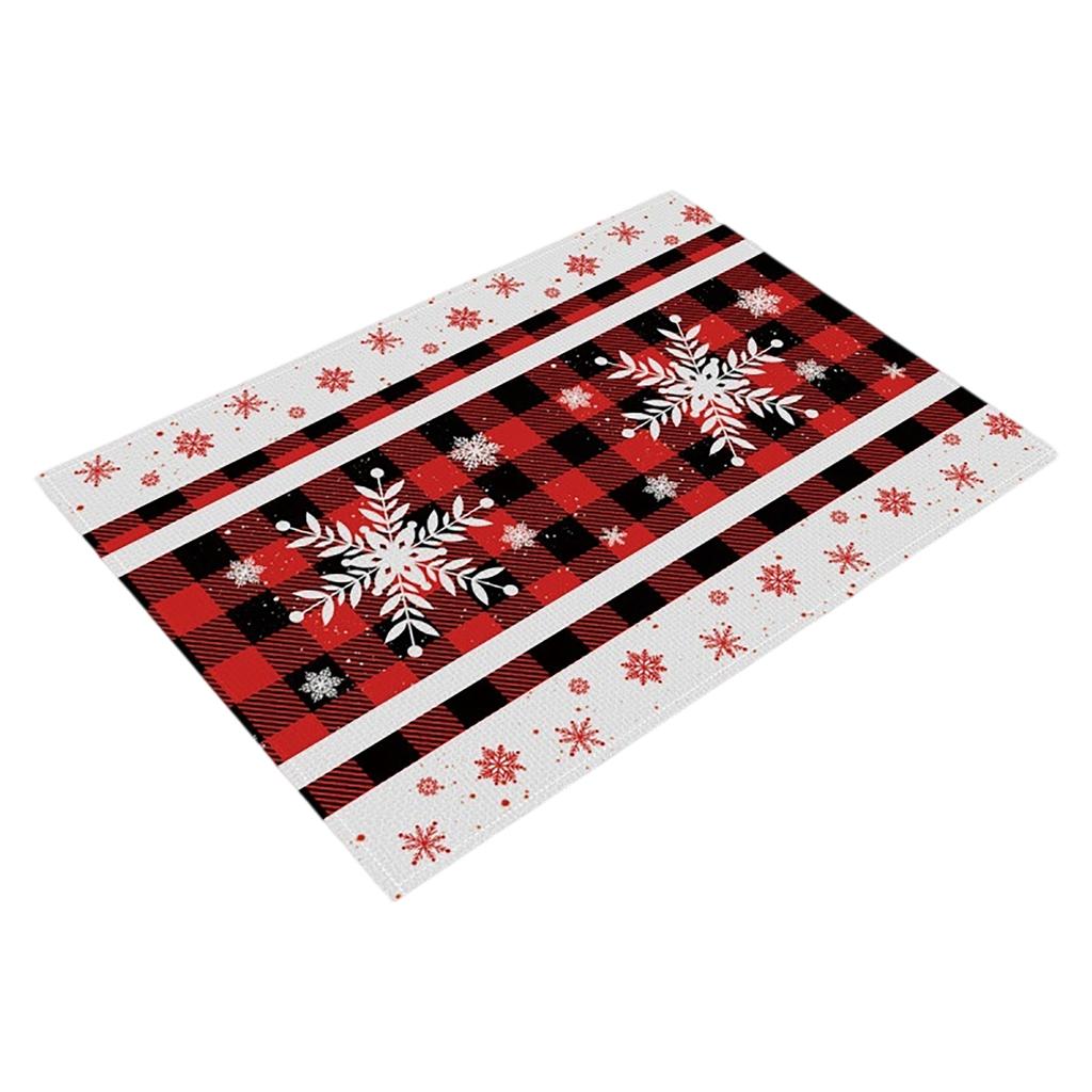 Christmas Dining Mat, Restaurant Atmosphere Decoration, Table Mat, Linen Printed Insulation Mat, Western Style Mat