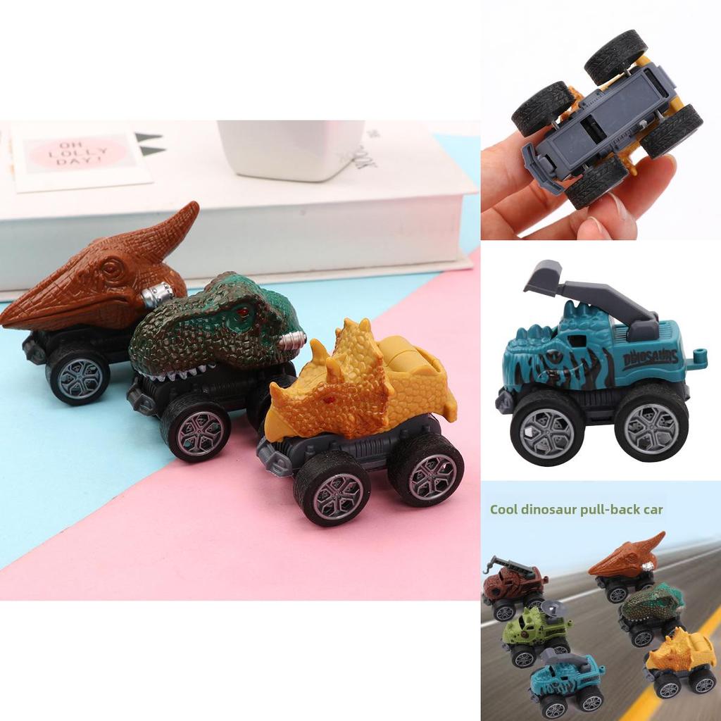 Dinosaur Pull Back Car Toy With Plastic Dinosaur Model For Kids Play And Interactive Learning