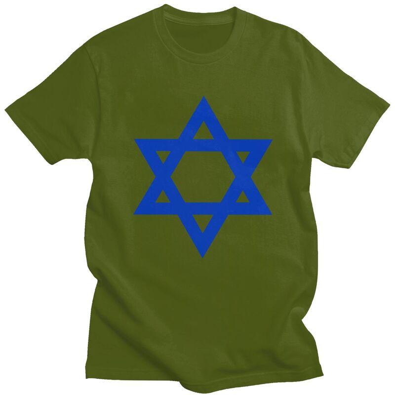 Individuelles Cooles Davidstern Israel Flagge T-Shirt Herren Kurzarm Reines Baumwoll-T-Shirt Israelischer Stolz Tee Oberteile Streetwear T-Shirt