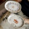 Creative Oval Plate 6.5-Inch Coarse Pottery Plate High-Value Dessert Plate Cute Small Vegetable Plate Export