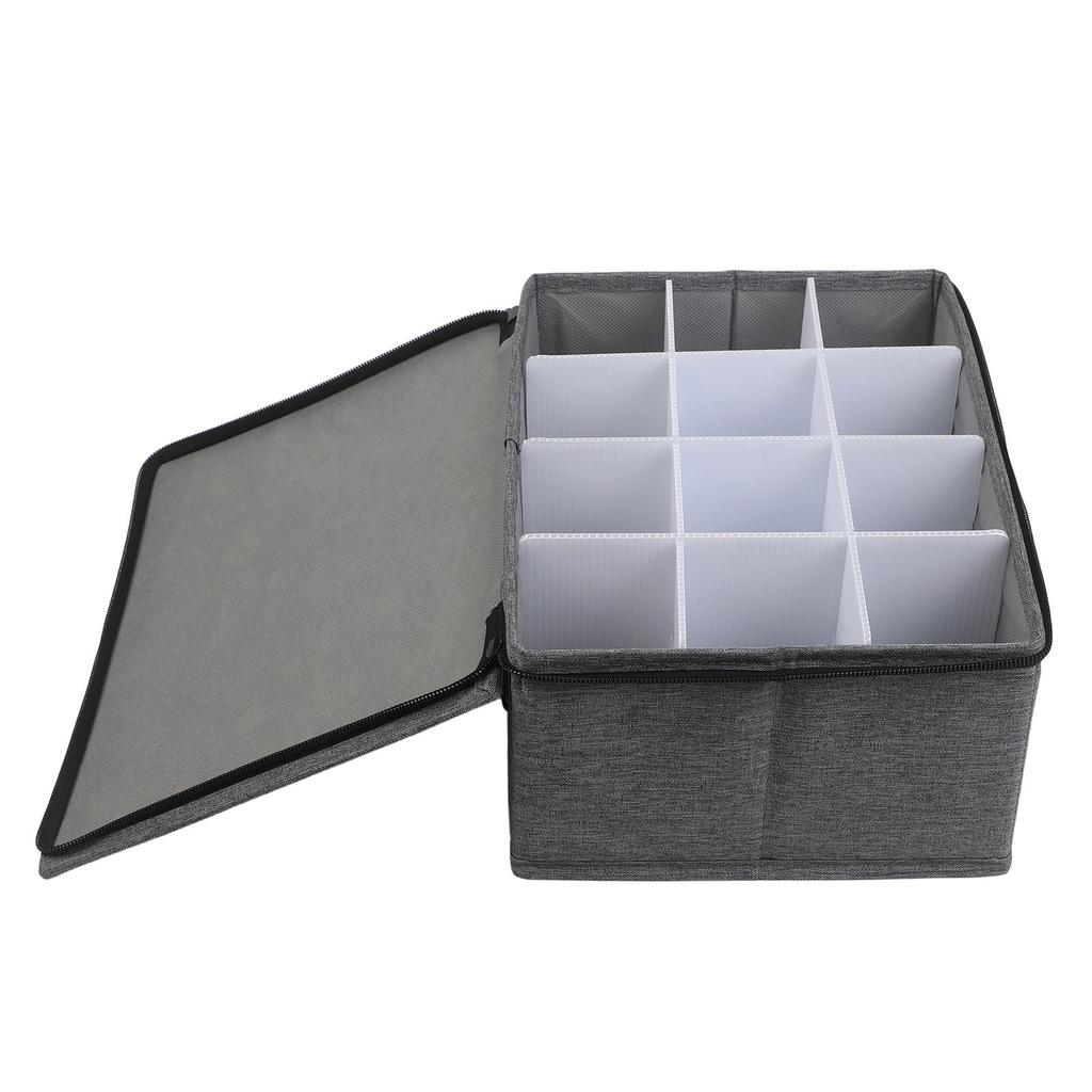 Oxford Fabric Whiskey Glass Storage Container with 12 Compartments and Secure Double Chain Closure for Transit