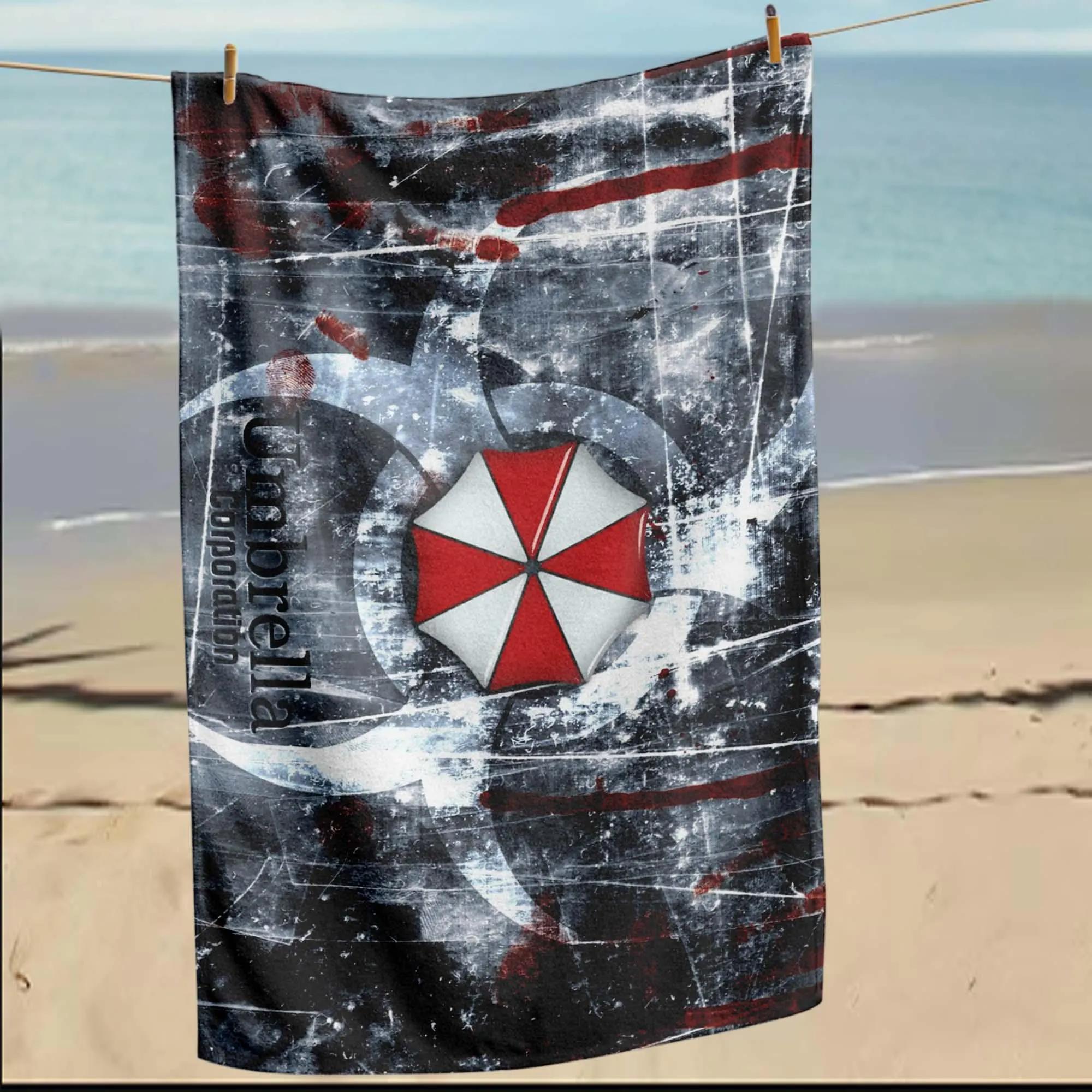 

Resident Evil Umbrella Corp Beach Towel Single Sided 2D Print Nostalgic Quick Dry Towel Beach Pool Bath Home Edgy Accessory Gift W30*H60(CM)