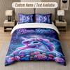 Unicorn Theme Custom Text Or Name 3Pcs Bedding Set 1 Flat Sheet & 2 Pillowcases Personalized Home Bedding