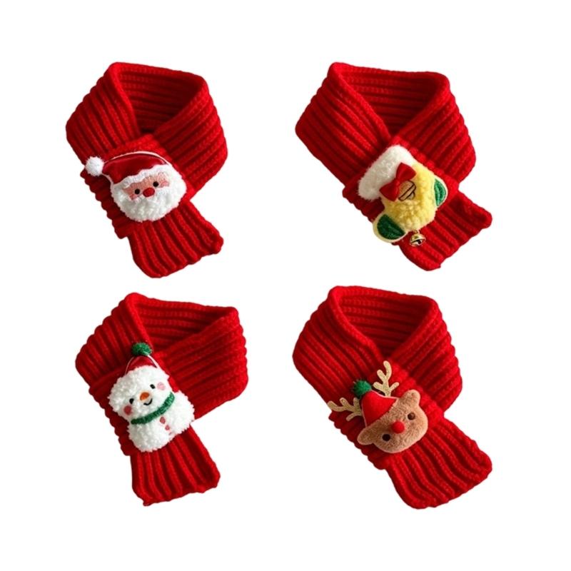 Knitted Pet Scarf Collar Set of 4 for Small Dog and Cats, Christmas Dress Up Neckwear, Soft Neck Scarves for Holiday Photo Accessory