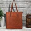 14x14 palcová veľká kožená taška cez rameno/tote na nákupy, hnedá, dámska