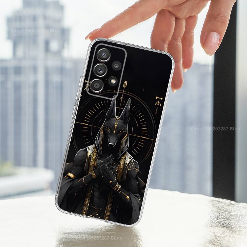 Anubis Gott Ägyptisch Handyhülle Für Samsung Ultra,FE,A30,71,51,S9,10,20,Lite, S22,23,21,PIus,Transparent, Silikon