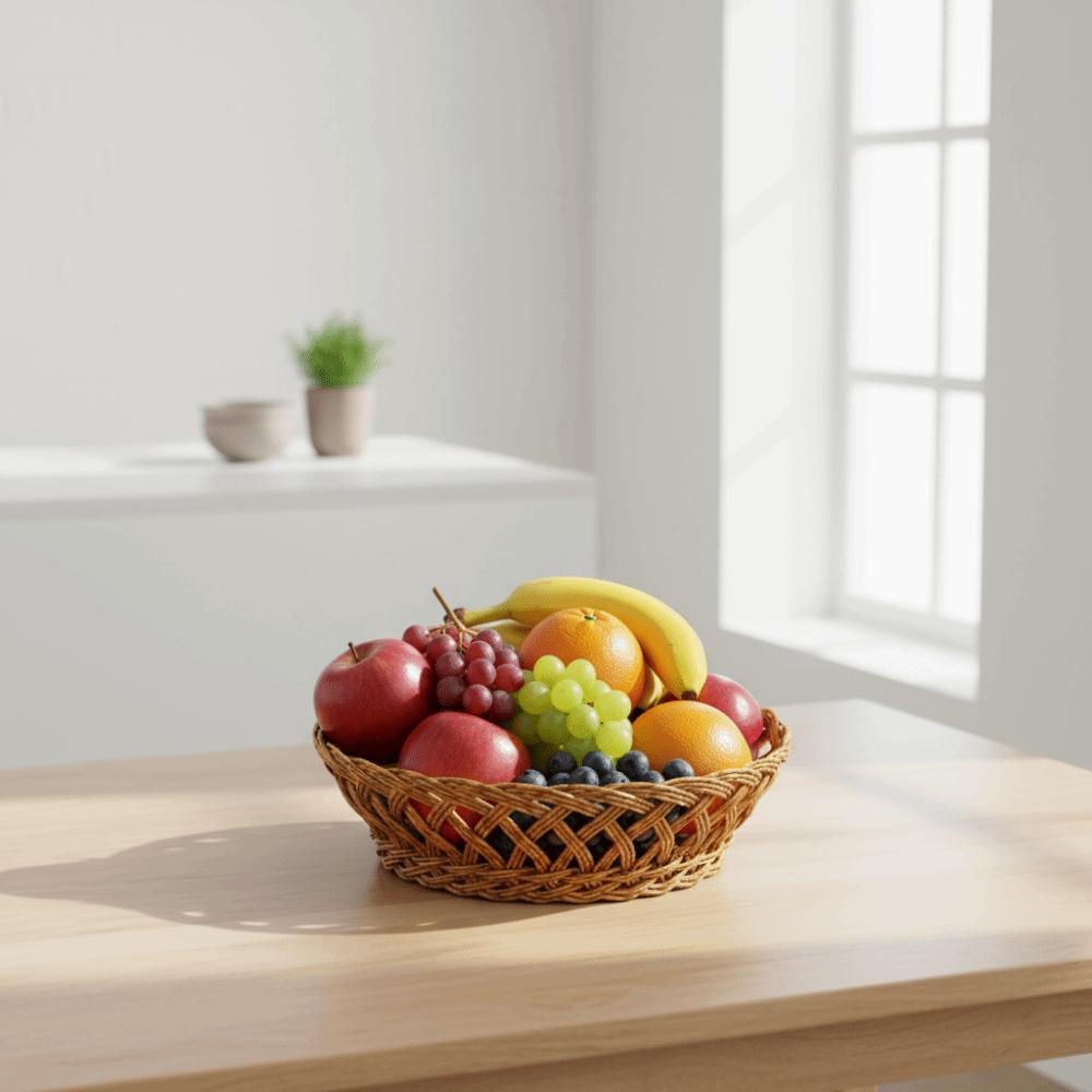 Rattan-ähnlicher Obstkorb Handgeflochtene Obstschale Natürlicher Stil Aufbewahrungskorb Esstisch