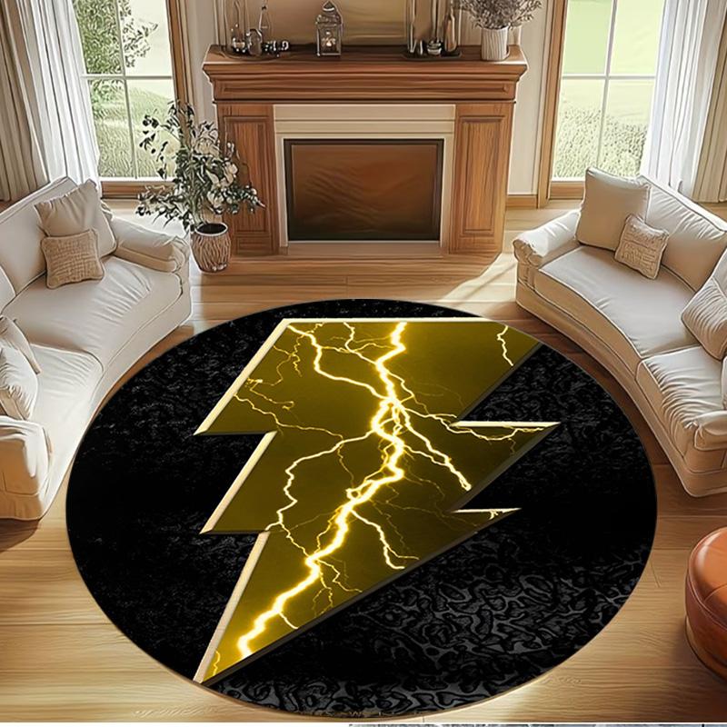 Black Adam Print Round Rug, Washable Floor Carpet, For Entryway Dorm Laundry Room Office Study, Home Decor Birthday Christmas Gift