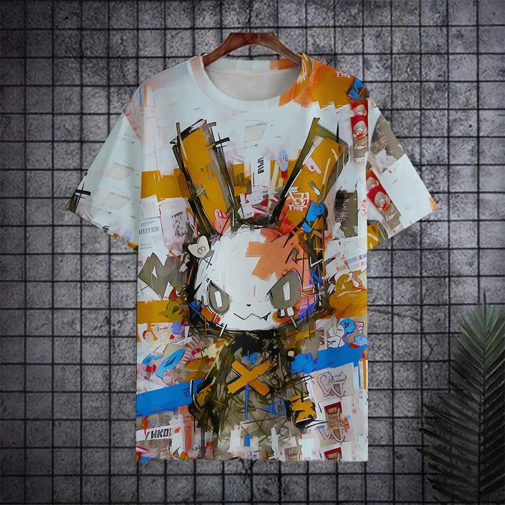Sommer Herren Freizeit Mode Kreativ Lässig Täglich T-Shirt Locker Lässig T-Shirt 3D Digital Farbe Gedrucktes T-Shirt