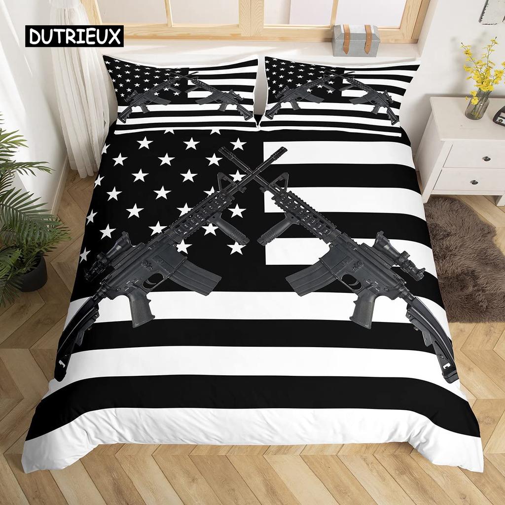 American Flag Duvet Cover Microfiber Bald Eagle Patriot United States Flag Bedding Set Independence Fourth of July Quilt Cover
