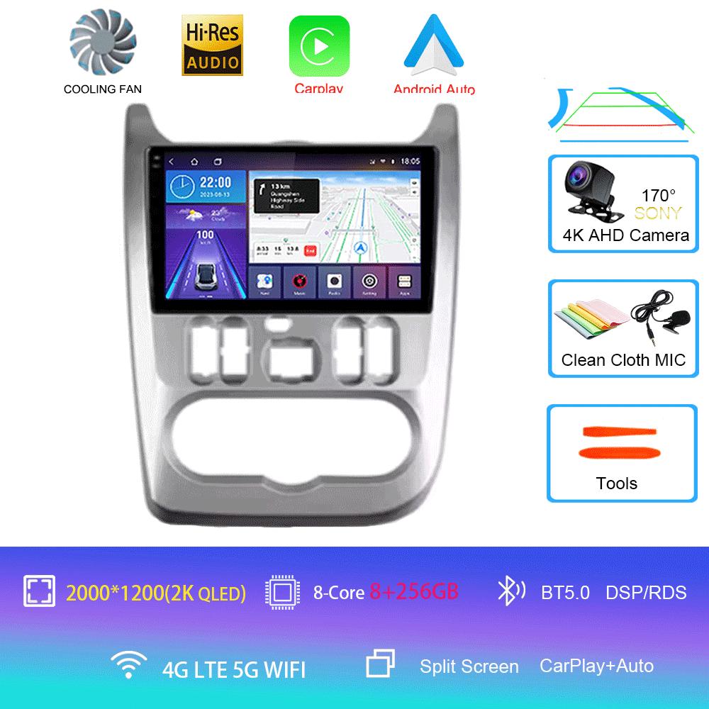 Radio auto Android 14 2Din Multimedia pentru Lada Renault Logan 1 Sandero 2009-2015 Dacia Duster Unitate principală de navigație Carplay Stereo