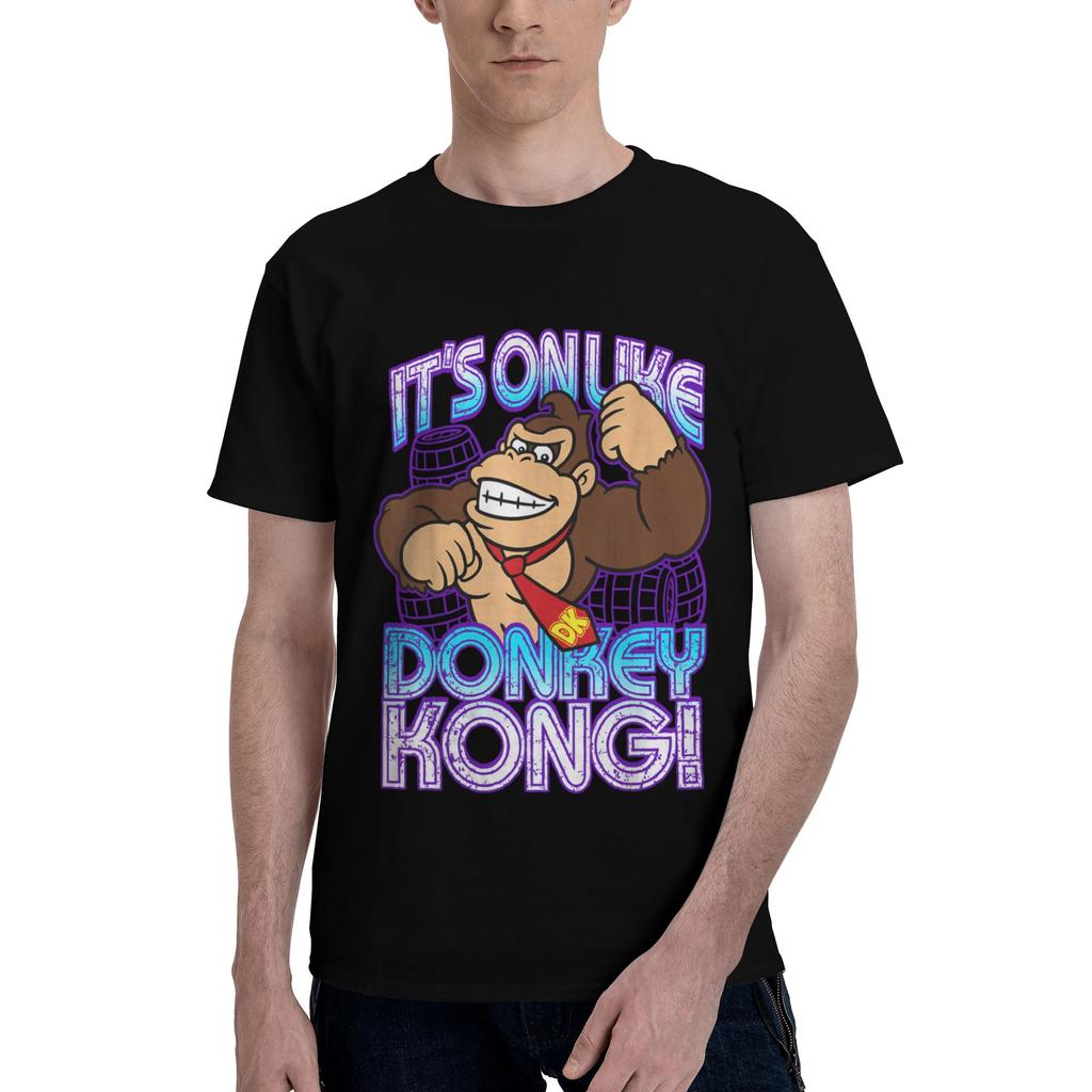 Funny Donkey Kong Poster T-Shirt Men Women's Round Collar Pure Cotton T Shirt  Short Sleeve Tees Birthday Present Clothes