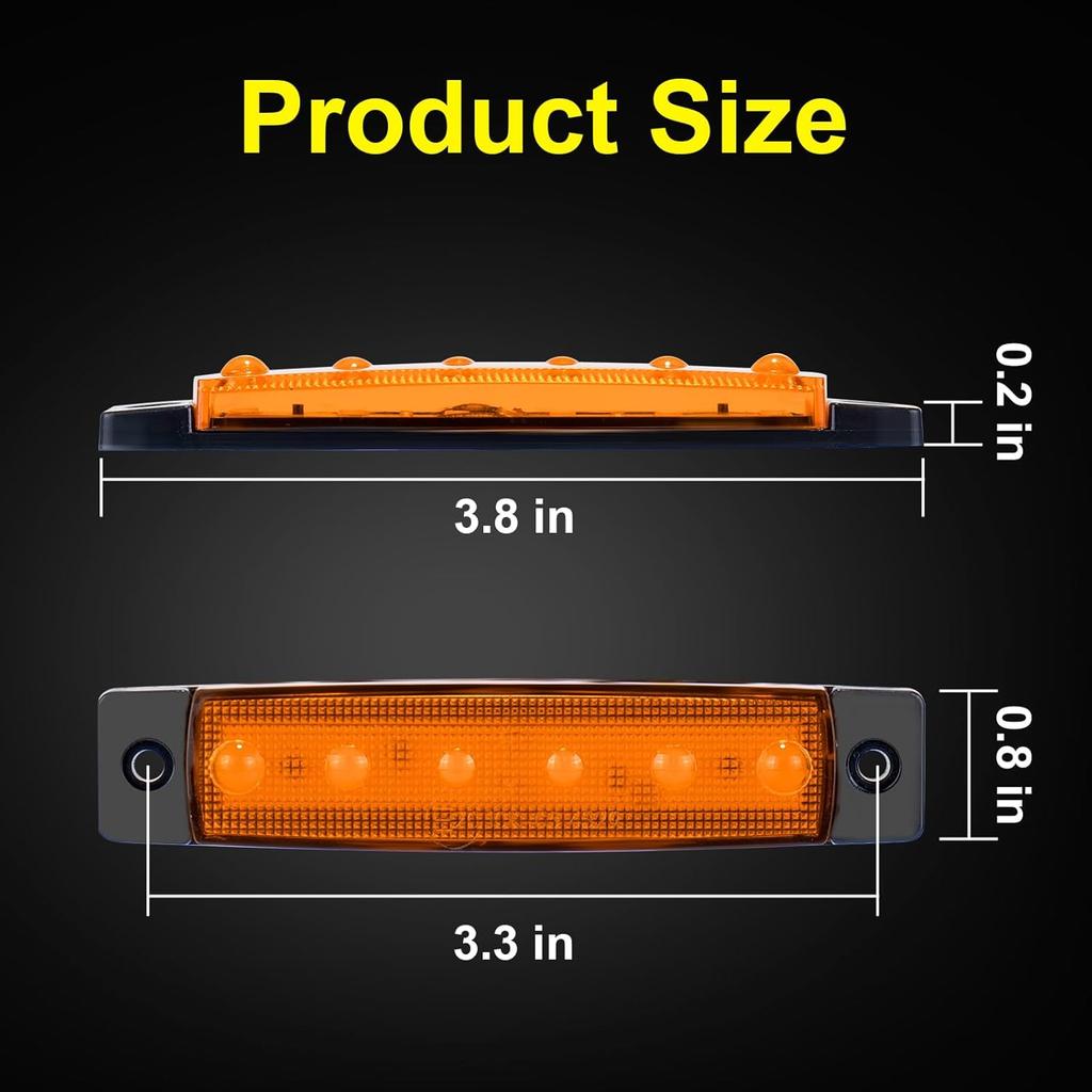 40 Pack 6 LED Trailer Marker Light, DC12-24V Clearance Side Indicator Lamp For RV Camper Truck Van Caravan Boat - Amber