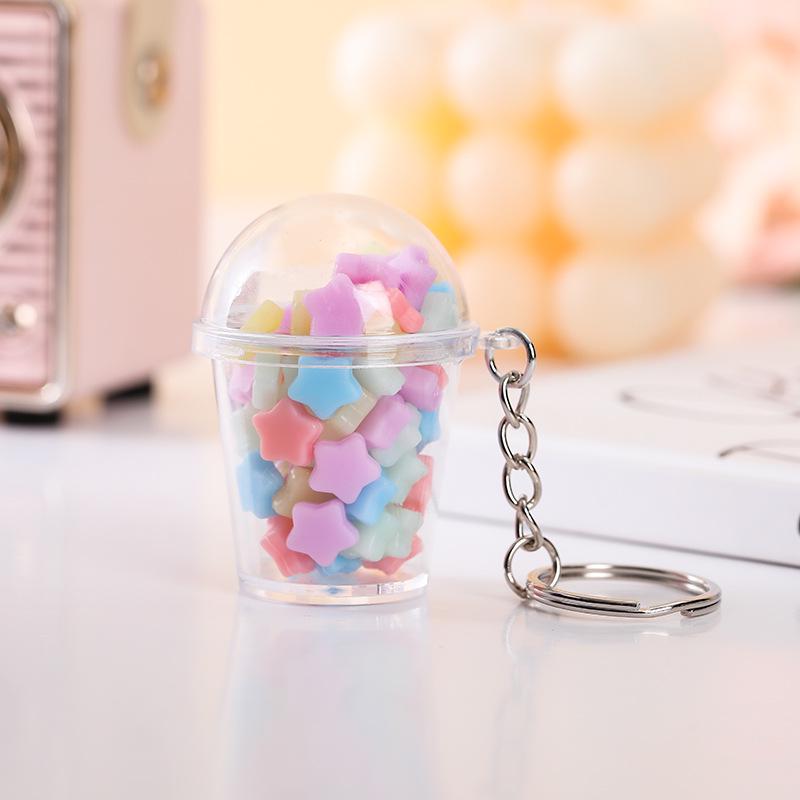 Influencer Shaker Cup Keychain: Toy Food Pendant for Students & Couples