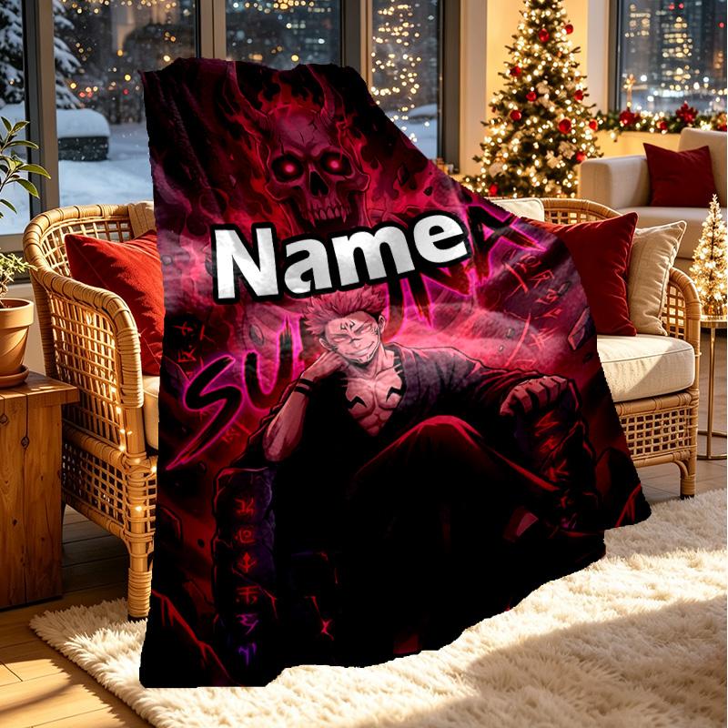 Custom Name Personalized Jujutsu Kaisen Print Blanket, Home Decor, Bedroom, Sofa, Camping, Couch, Gifts for Birthday ChristmasEnthusiasts