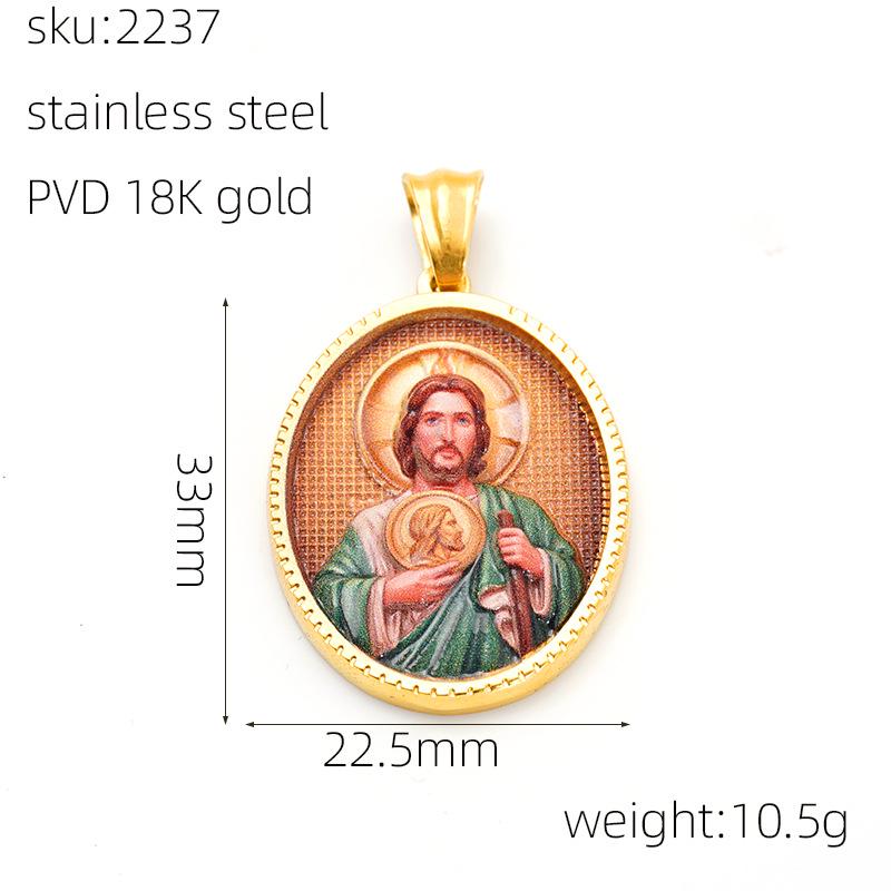 Men's Retro Saint Christopher Greek Mythology Pendant Necklace in Stainless Steel