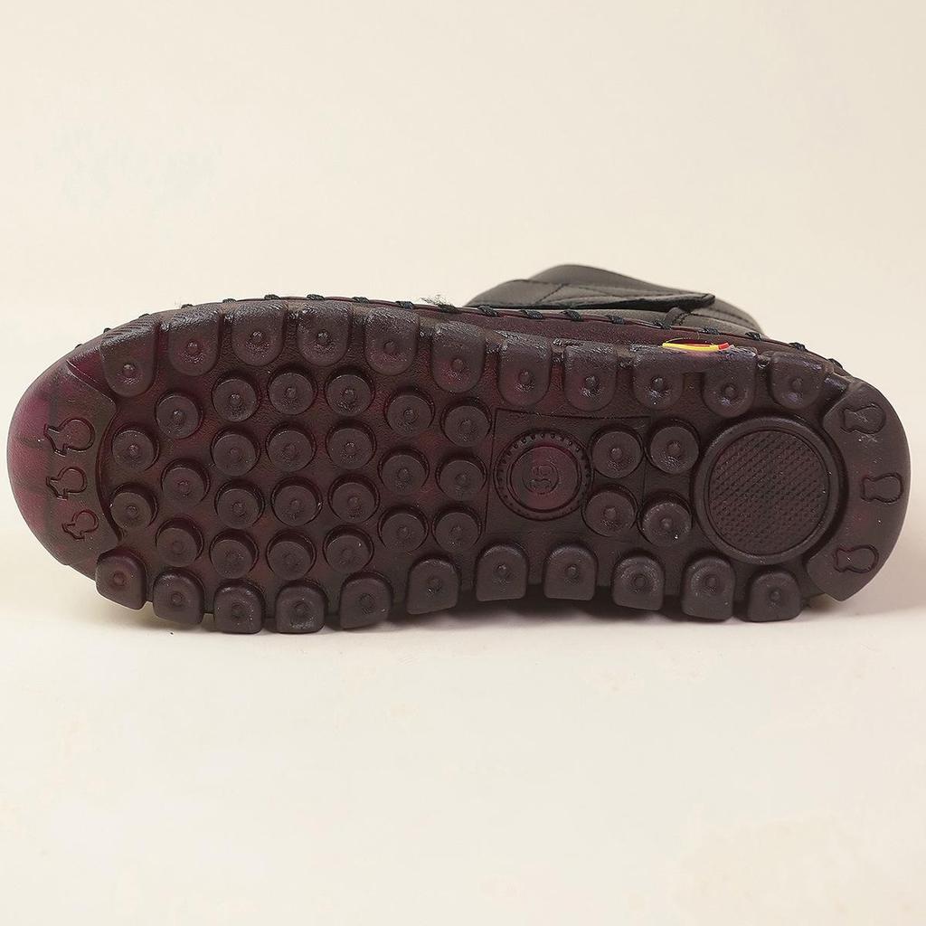 2024 Autumn/Winter Plus Size Women’s Leather Ankle Boots, Round Toe Flat Heel Velcro Style