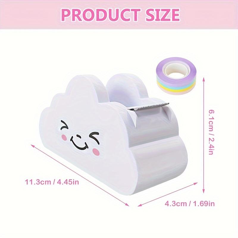 Desktop Cloud Design Tape Dispenser Cutter with Rainbow Tape Roll, Practical Stationery for Home Office & School Desk