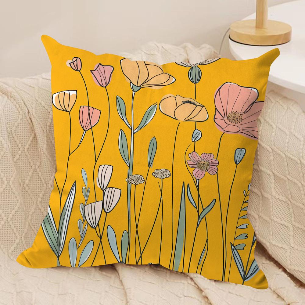 Spring Flowers Cushion Cover Short plush Doublesided Print Square Throw Pillow Covers Sofa Home Cushion Decor