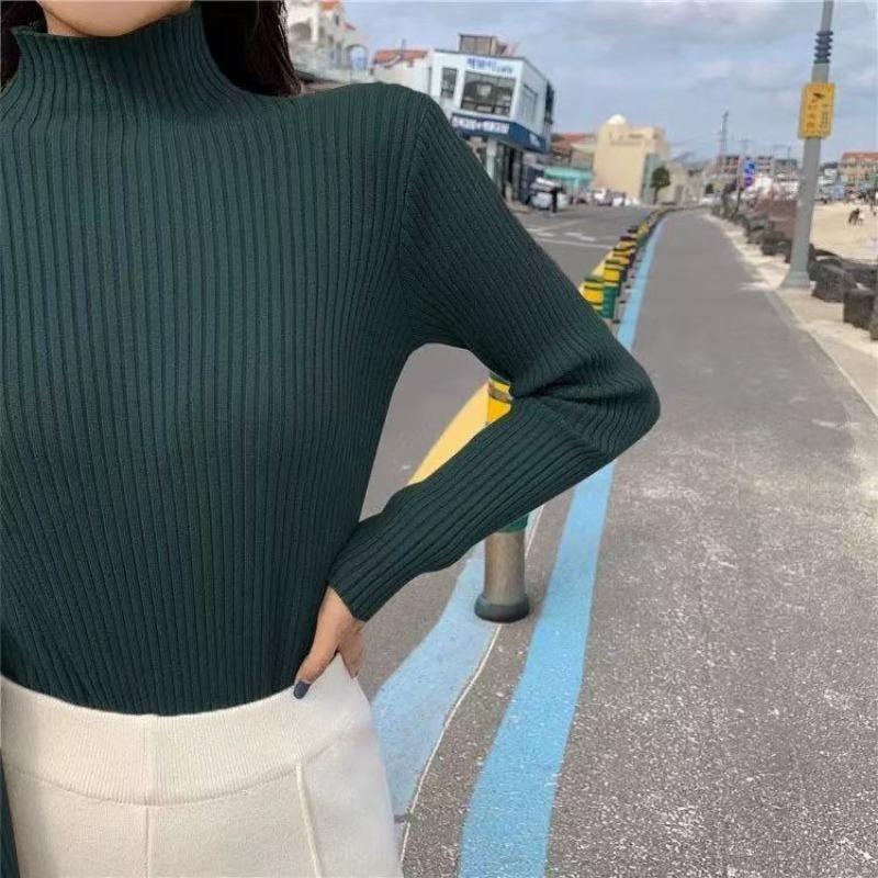 

Semi-turtleneck outer sweater bottoming shirt women s inner wear autumn and winter new slim-fit versatile knitted sweater average size [recommended 80-60kg]