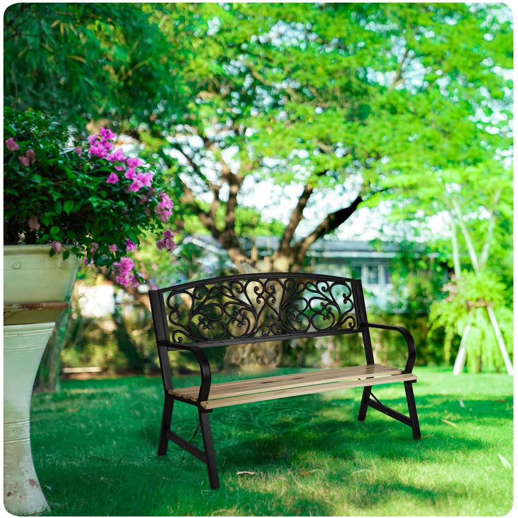 Garden Bench With Backrest 122 X 88.5 X 55.5 Cm Ivy Sofa