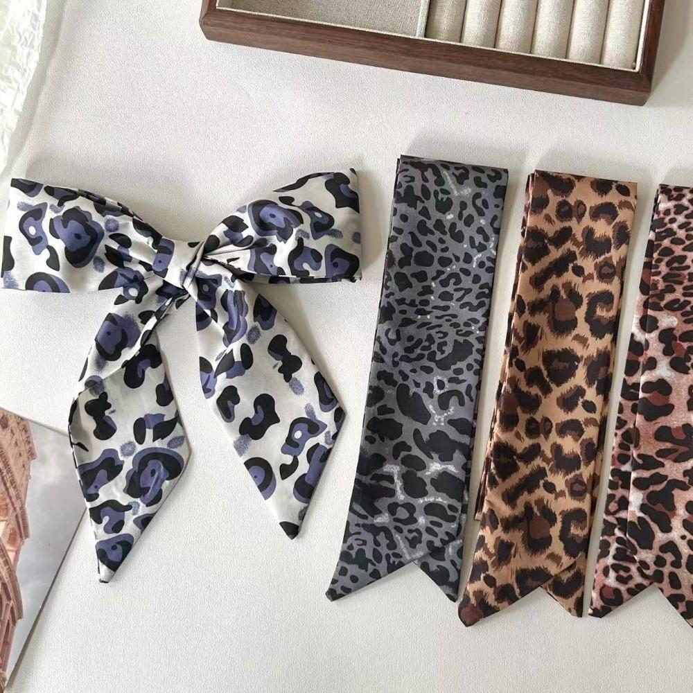 Leopard Print Small Silk Scarf Long Neck Scarf Fashion Headscarf Neckwear/Wrist/Waistband