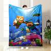 Minecraft Underwater Adventure Scene Flannel Blanket for Bedroom, Living Room, Sofa, and Nap