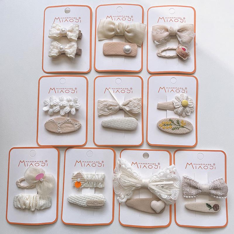 2pcs Fabric Embroidery Hairpin Korean Version of Children's Girls Bangs Broken Hair Headwear Girls Kids Hair Accessories