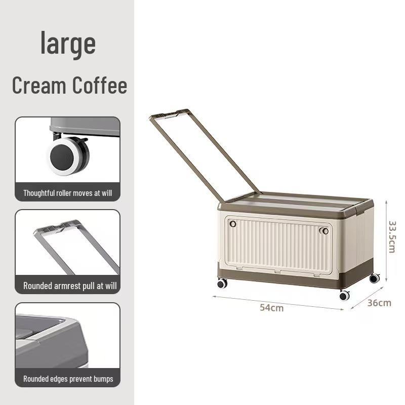 Rollbare Faltbare Aufbewahrungsbox mit Zugstange - Staubdichter Seitlich zu Öffnender Organizer für Studentenwohnheime